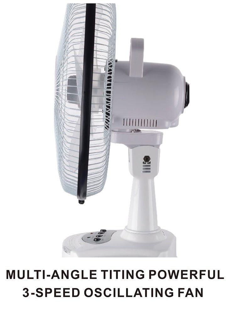 Stargold - 5-Blade Rechargeable AC/DC Oscillating Fan With Bright LED Light - Image 1