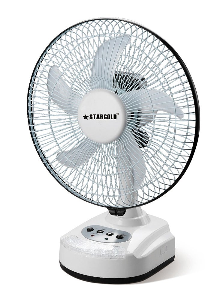 Stargold - 5-Blade Rechargeable AC/DC Oscillating Fan With Bright LED Light - Image 1