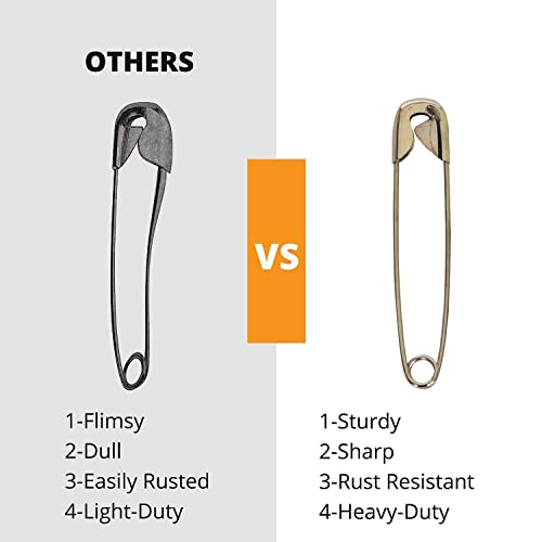 Aqbah Pack of 200 Safety Pins Assorted, Pins for Saree, Clothes, 5 Sizes from Small to Large Safety pins for Multi-Purpose use, Heavy Duty Variety Pack - Image 4