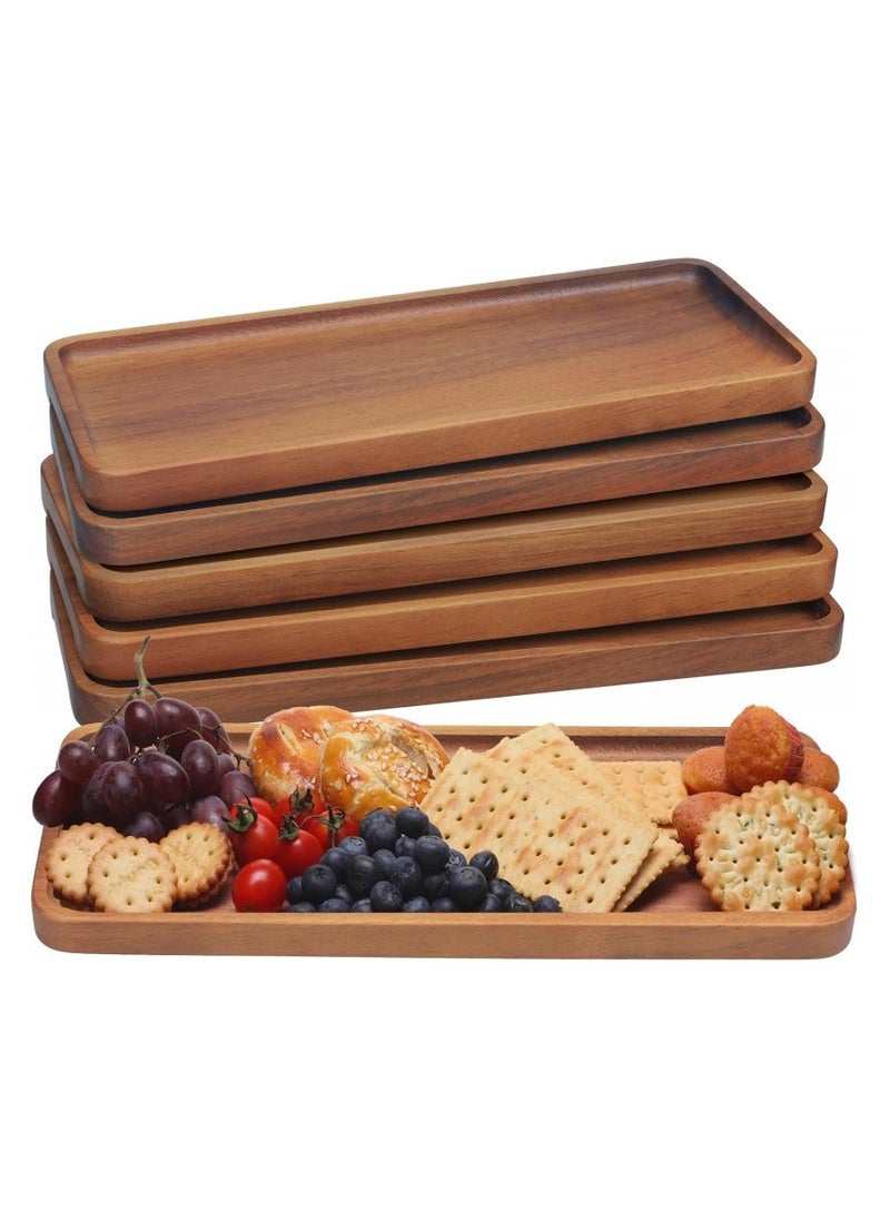 Generic 1pc Elegant Acacia Wood Rectangular Tray, Multipurpose Serving Platter for Snacks, Cheese, Fruits, Bread, Coffee & Desserts, Food-Safe Polished Kitchen Decor Tray, Ideal for EID & Ramadan Decorations  - Image 1