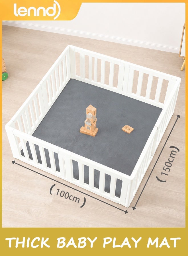 LENND Baby Play Mat for Floor, Thick Elasti-Foam 100CM*150CM Playpen Mat for Tummy Time,Water Repellent Soft Coral Velvet for Toddler,Infant,Kids,Non-Slip Backing Safe for Crawling(Dark Grey) - Image 5