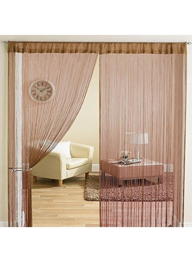 Exporthub 1 Piece Beautiful Polyester Door Threads String Curtain - 7ft, Brown (EHSPR616_74) - Image 1