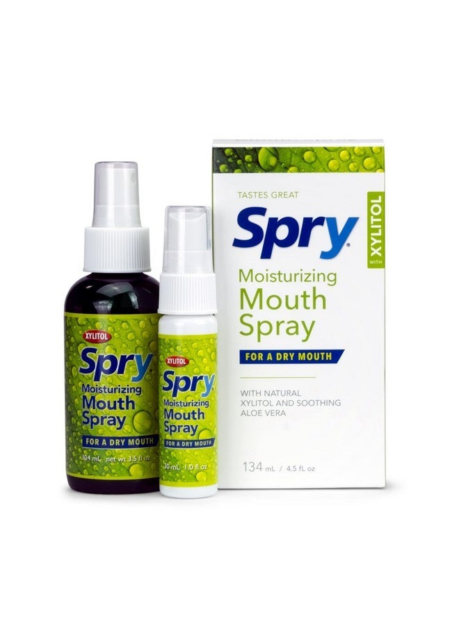Spry Spry Xylitol Moisturizing Bad Breath Mouth Spray, Bad Breath Treatment Oral Breath Spray with Natural Spearmint, 4.5 fl.oz (Pack of 1)  - Image 1