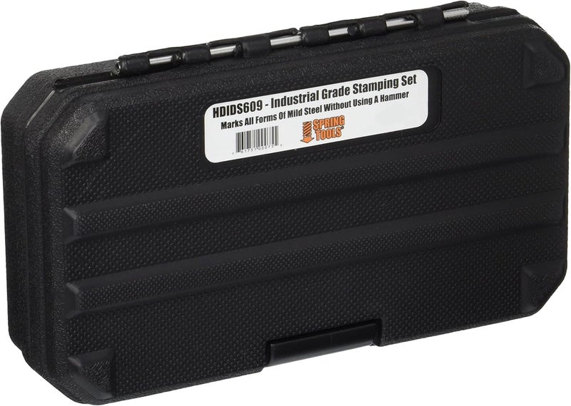 Spring Tools HDIDS609 Hammerless Metal Stamping Kit, 1/4" 39-Piece Alphanumeric Steel Stamps, 5000 LBS Force, A-Z, 0-9, Heavy-Duty Case, USA-Made, Number and Letter Punch - Image 2