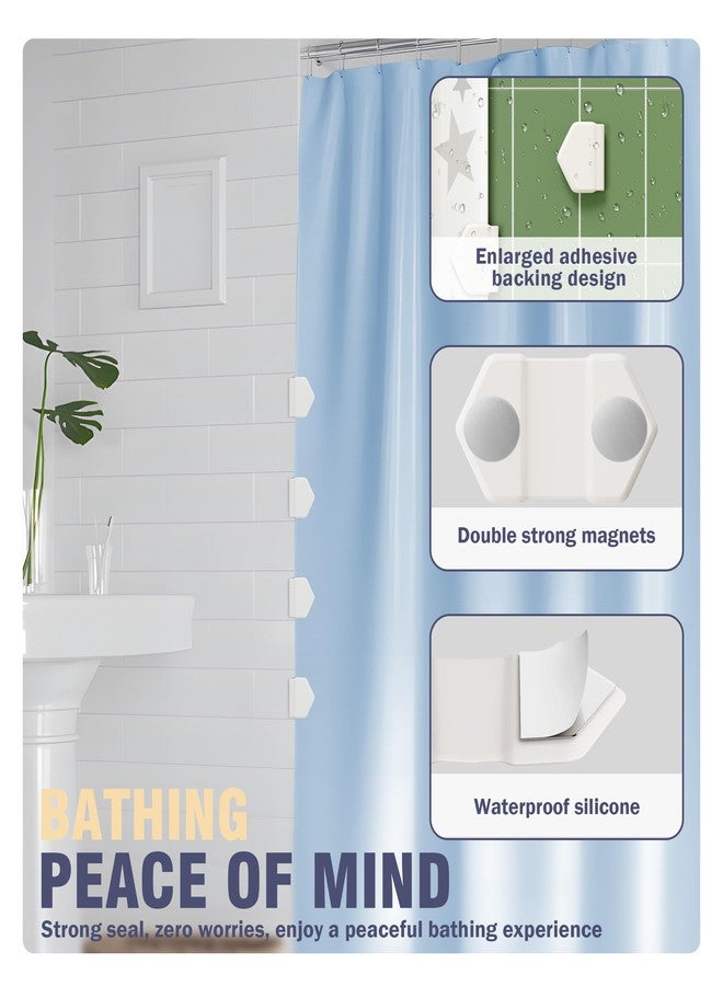 Neepanda 4 Pack Magnetic Silicone Shower Curtain Clips for Liner, Self-Adhesive Waterproof Shower Curtain Keeper, Enlarged Design & Strong Magnetic Windproof Splash Guard Holders (White) - Image 4