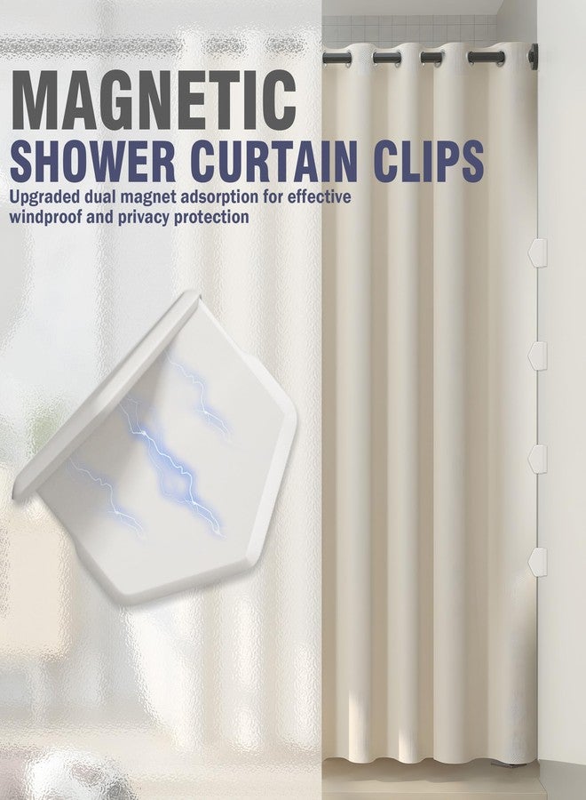 Neepanda 4 Pack Magnetic Silicone Shower Curtain Clips for Liner, Self-Adhesive Waterproof Shower Curtain Keeper, Enlarged Design & Strong Magnetic Windproof Splash Guard Holders (White) - Image 5