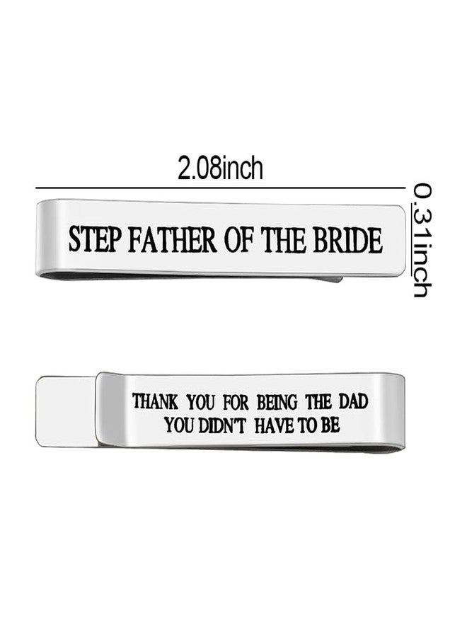 Yreamont Step Father of The Bride Gifts from Daughter Bride, Step Father Wedding Gifts for Men Wedding Tie Clip Bonus Dad Tie Bar Set for Men Bonus Dad - Image 2