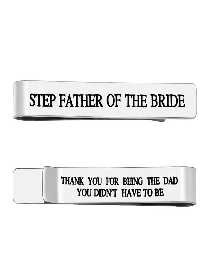 Yreamont Step Father of The Bride Gifts from Daughter Bride, Step Father Wedding Gifts for Men Wedding Tie Clip Bonus Dad Tie Bar Set for Men Bonus Dad - Image 1