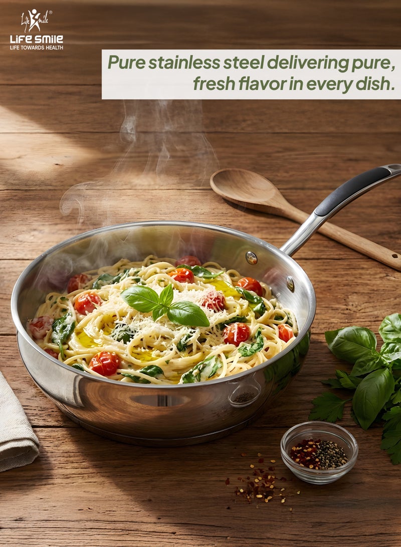 Life Smile 9Pcs 18/10 Stainless Steel Cookware Set – Premium Cookwares, Kitchen Cooking Pots & pan Set- Non Stick Cookwares Includes,Casseroles (20/24/28cm) with Lids ,16cm Sauce pan with Lid& 28cm Fry Pan - Image 4