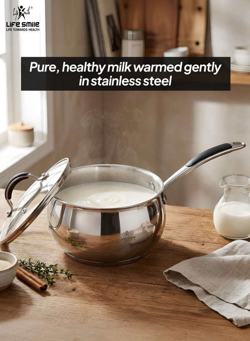 Life Smile 9Pcs 18/10 Stainless Steel Cookware Set – Premium Cookwares, Kitchen Cooking Pots & pan Set- Non Stick Cookwares Includes,Casseroles (20/24/28cm) with Lids ,16cm Sauce pan with Lid& 28cm Fry Pan - Image 5