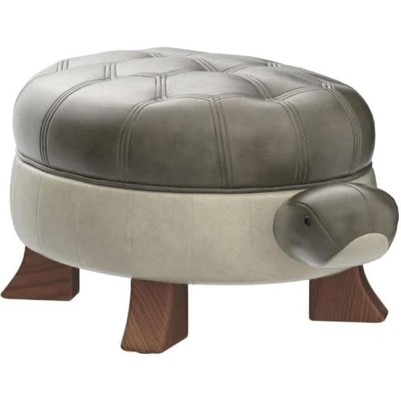 Kelendle Animal Footstool Turtle Upholstered Ottoman PU Leather Pouf Wood Foot Stool Rest for Living Room Bedroom Sofa Bench Seat Chair, Grass (Large, Green) - Image 1