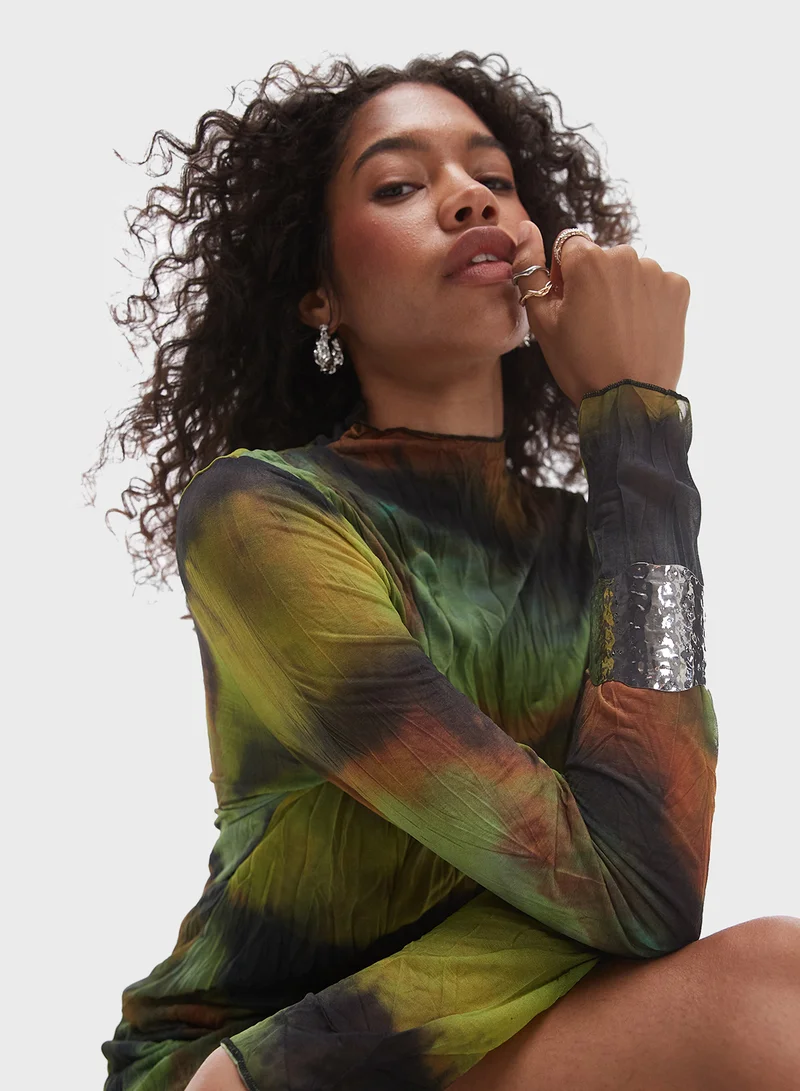 TOPSHOP Watercolor Print Dress
