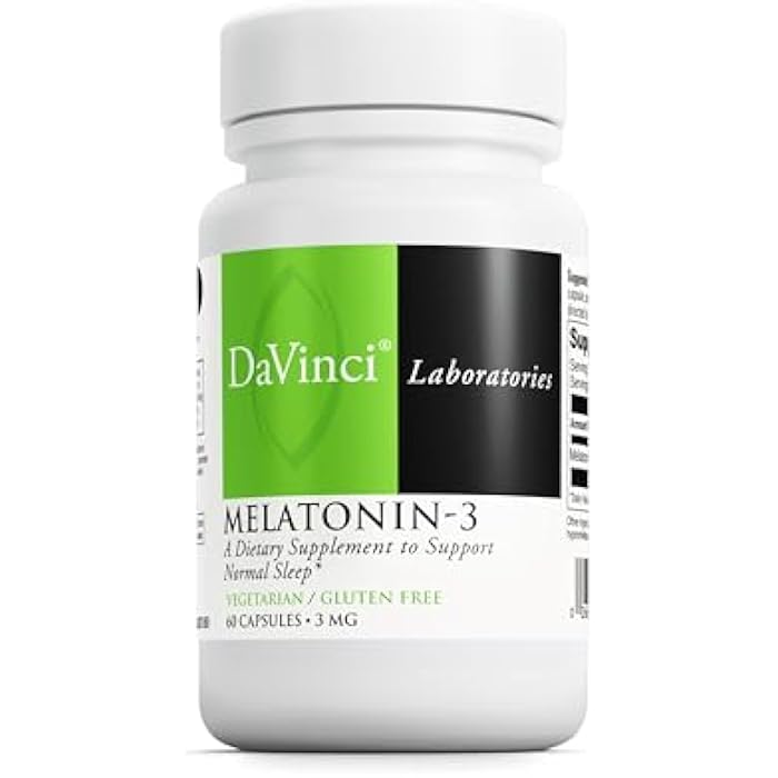Davinci Labs Melatonin-3 - Sleep Supplement & Antioxidant & Immunity Support with 3 mg Melatonin* - Vegetarian - Gluten Free - 60 Capsules - Image 1