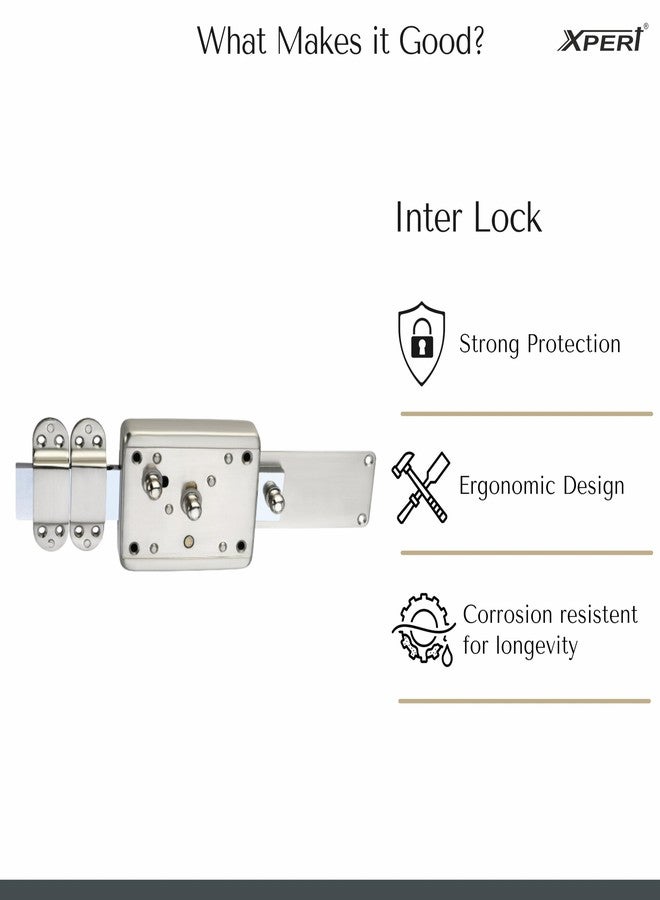 Xpert Interlock 6 Turn Silver Lock - 4 Brass Ultra Dimple Keys, Single & Double Door Lock Suitable for Outside Opening Door, Pin Cylinder, Entrance, Shutter & Gate Lock - Image 2