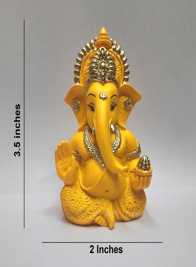 Gold Art India Mango Terracotta Finish Ganesha for Car Dashboard Home Decor Gifting Diwali Birthday Festivals 3.5 x 2 Inches - Image 4