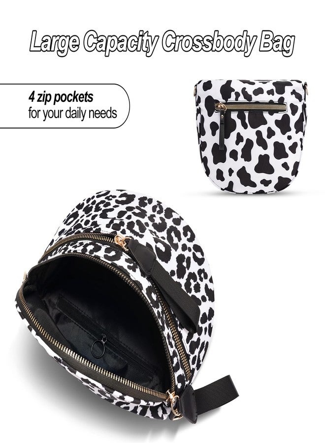 idoltimes Checkered Crossbody Bag,Nylon Bum Bags for Women Crossbody,Spacious Sling Bag Purse Fanny Packs with Shoulder Strap, White Leopard, Sport - Image 5