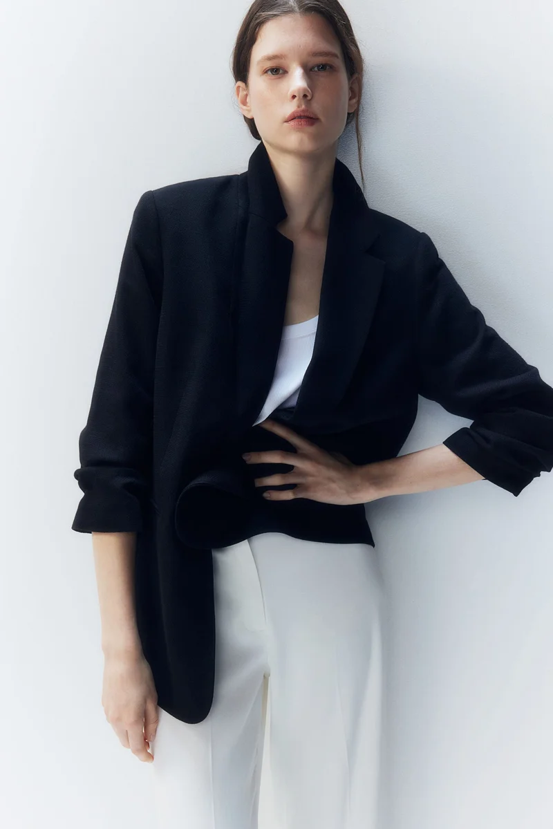H&M Gathered-sleeve blazer