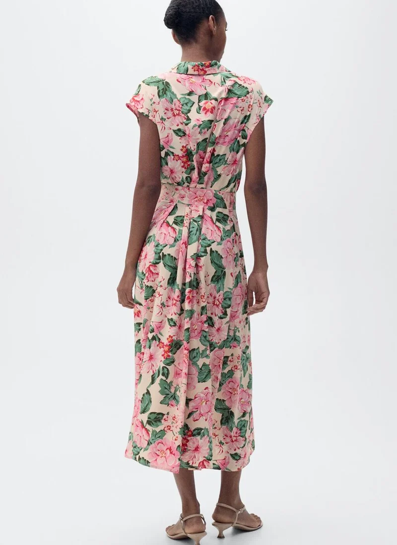MANGO Printed Shirt Dress With Belt