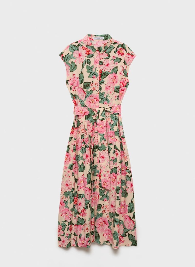 MANGO Printed Shirt Dress With Belt  - Image 5