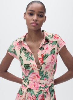 MANGO Printed Shirt Dress With Belt  - Image 3