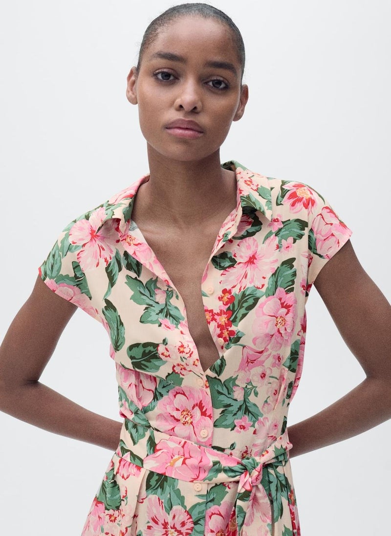 MANGO Printed Shirt Dress With Belt  - Image 3