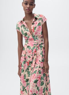 MANGO Printed Shirt Dress With Belt  - Image 4