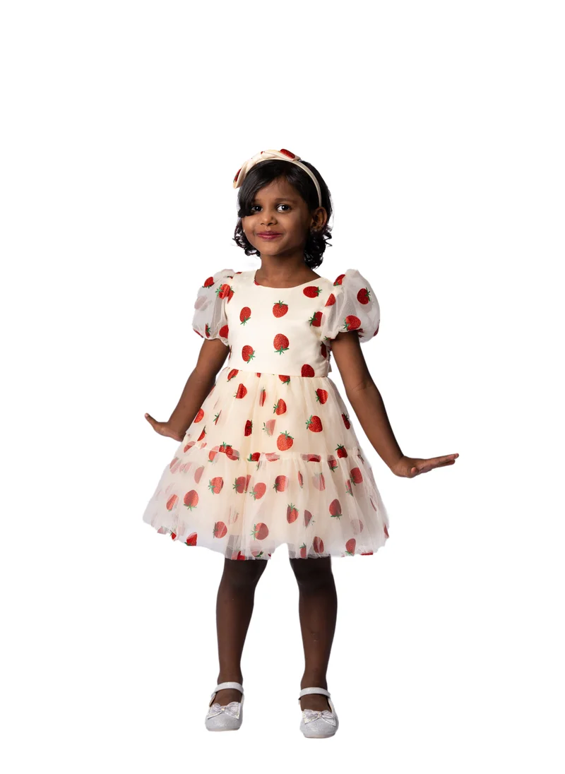 دىدانيالا STARWBERRY PRINTED DRESS WHITE