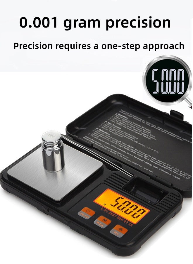 ميزان رقمي 50 جم/0.001 جم، 6 وحدات تحويل - جم/أوقية/أوقية تروي/دويت/قيراط/غرام، ميزان صغير، ميزان جيب، شاشة LCD، مع بطاريتين - أوزان 20 جم - ملاقط - صينية وزن، مناسب للمجوهرات - صياغة الذهب - الأطعمة - المساحيق والتوابل، أدوات قياس متعددة الوظائف، ميزان إلكتروني رقمي ممتاز - Image 5