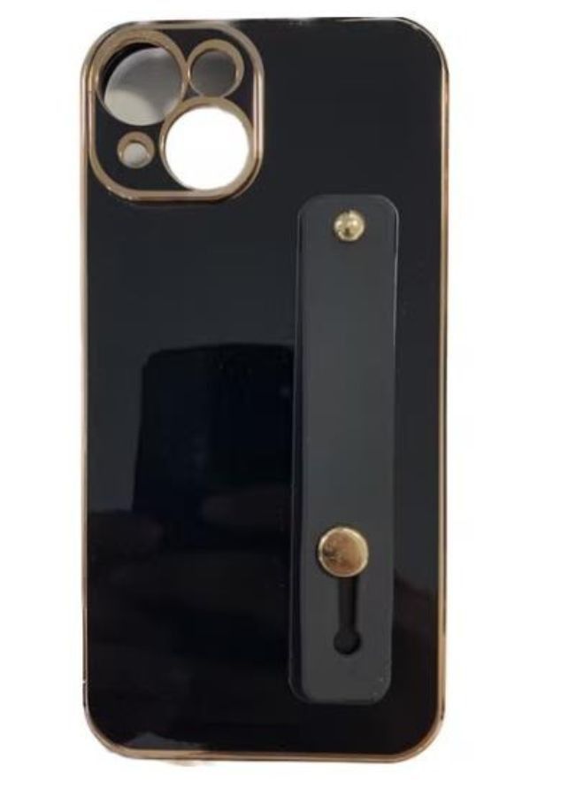 Haokang Case for iPhone 14 Soft TPU Black Plating with Adjustable Wristband Kickstand Slim Thin Cover Anti Scratch Shockproof Protective Case for Women Girls - Image 1