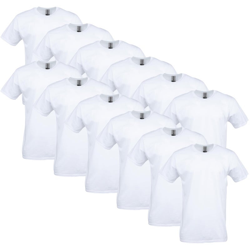 Gildan Adult Softstyle Cotton T-Shirt, Style G64000, Multipack, White (12-Pack), Large - Image 1