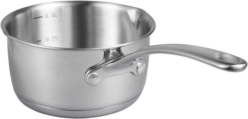 IMEEA Butter Melting Pot Butter Warmer 18/10 Tri-Ply Stainless Steel Saucepan with Dual Pour Spouts, 0.5-Quart, Silver - Image 1