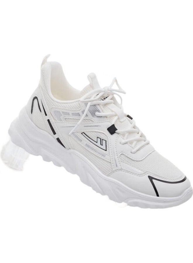 Pull Back Warrior Men'S Soft Sole Sports Shoes White All-Match Lightweight Casual Running Shoes Shock Absorption 1071 White Size 42 - Image 1