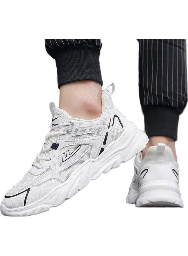 Pull Back Warrior Men'S Soft Sole Sports Shoes White All-Match Lightweight Casual Running Shoes Shock Absorption 1071 White Size 42 - Image 3