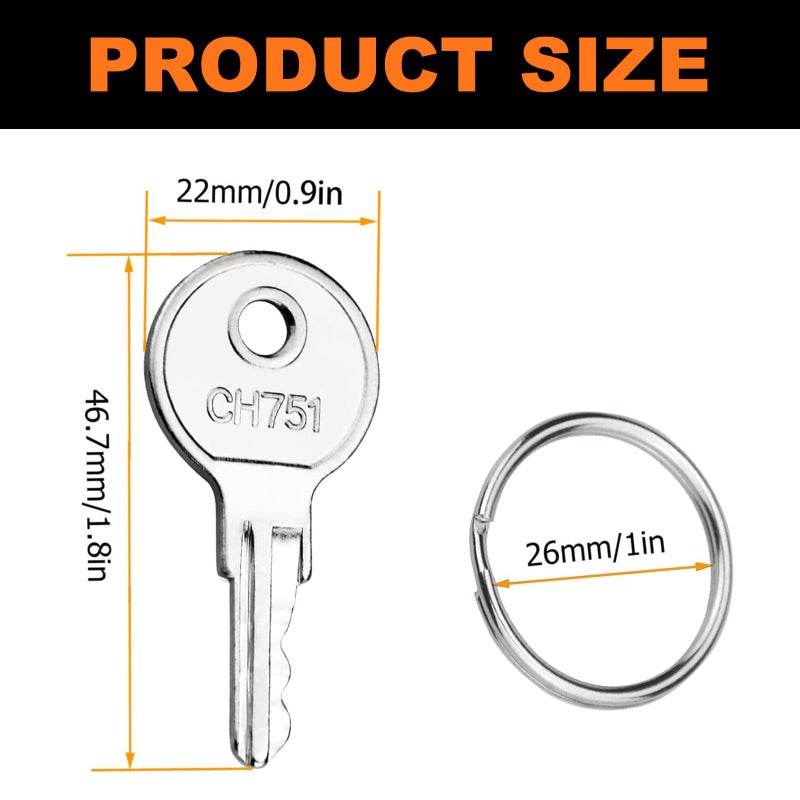 ZIYIZE CH751 RV Keys for RV Campers Cabinets Push Locks, Spare Keys Suitable for Camper Door Lock T-Handles Shells Tool Boxes (4 Pack) - Image 2