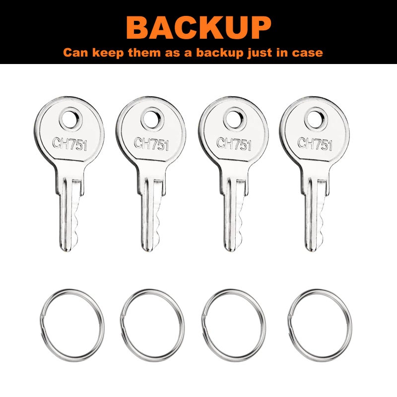 ZIYIZE CH751 RV Keys for RV Campers Cabinets Push Locks, Spare Keys Suitable for Camper Door Lock T-Handles Shells Tool Boxes (4 Pack) - Image 4