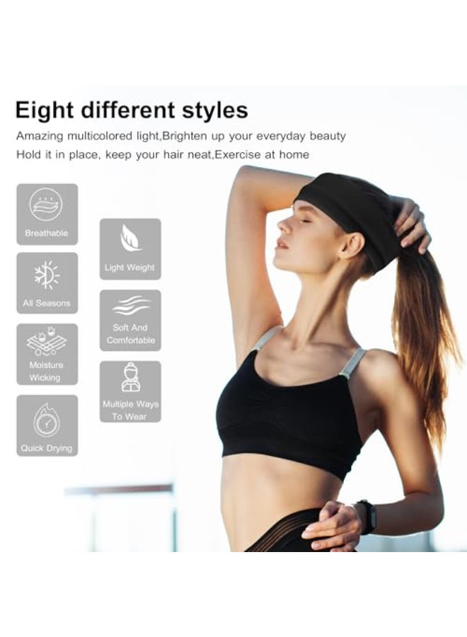 Ztomine Headbands for Women 8pcs Stretchy Non Slip Soft Cotton Cloth Hair Bands for Sports Workout Yoga and Running - Image 3