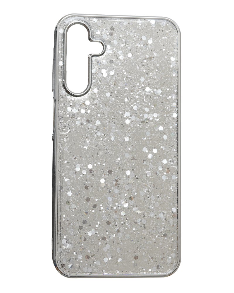Glitter Plastic Mobile Phone Case With Cute Design for Samsung Galaxy A15 - Silver - Image 1