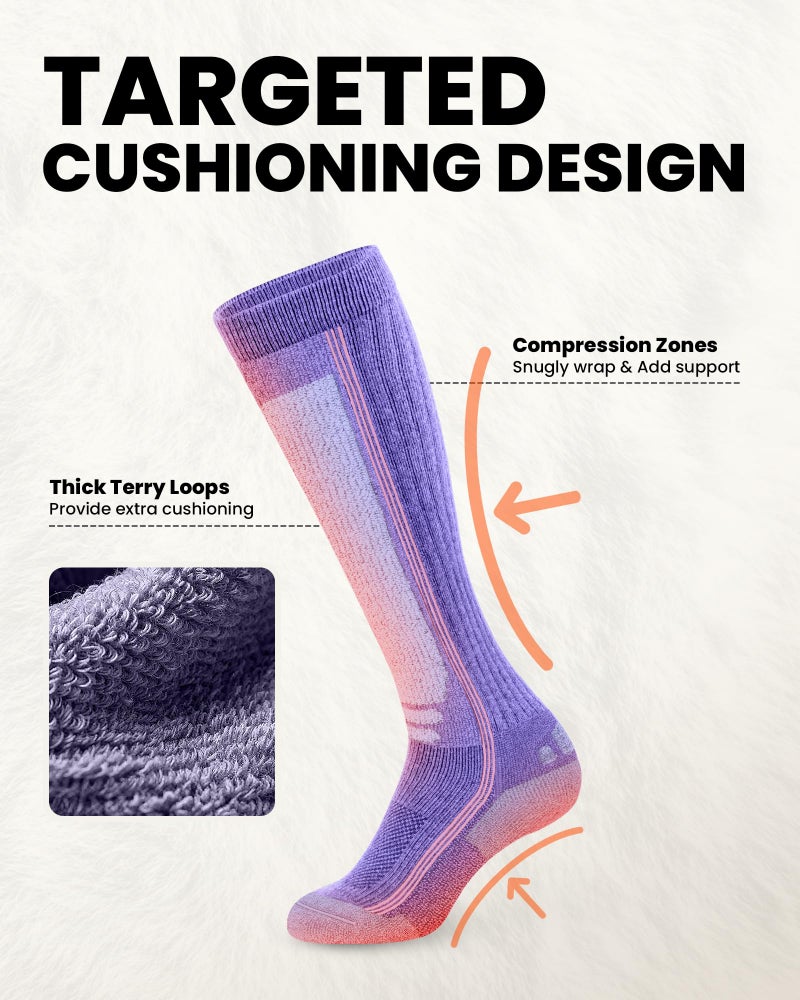OutdoorMaster Thermolite Merino Wool Ski Socks, Compression Thermal Snowboarding Socks for Men & Women, Cold Weather - Image 4
