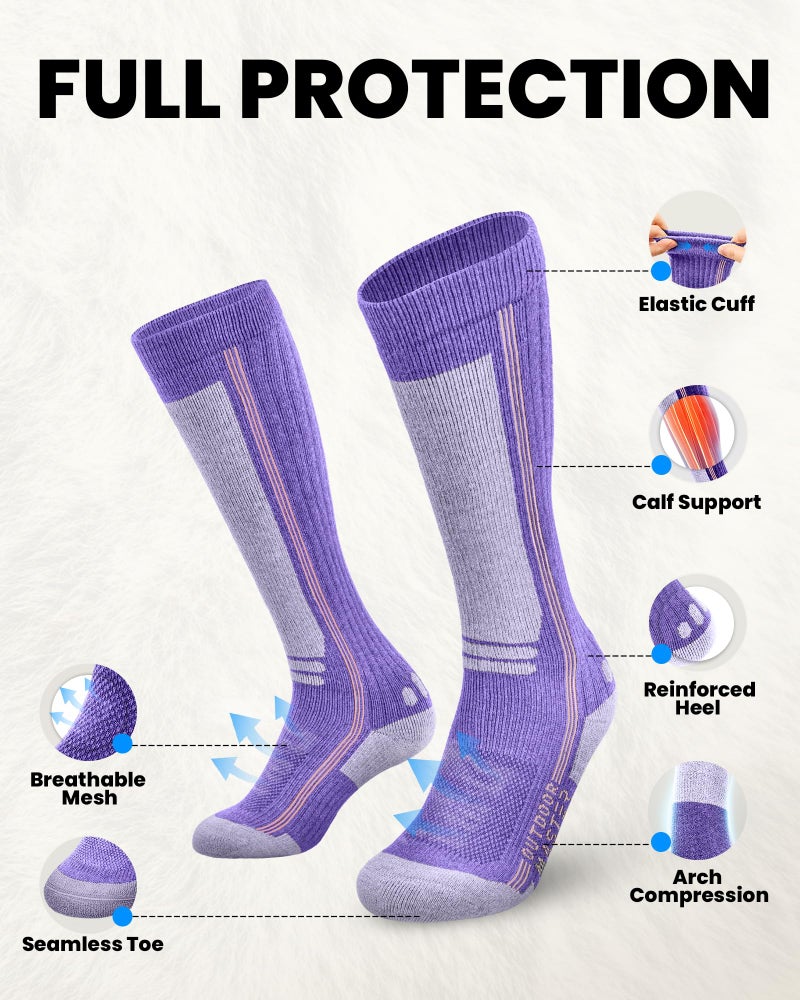 OutdoorMaster Thermolite Merino Wool Ski Socks, Compression Thermal Snowboarding Socks for Men & Women, Cold Weather - Image 5
