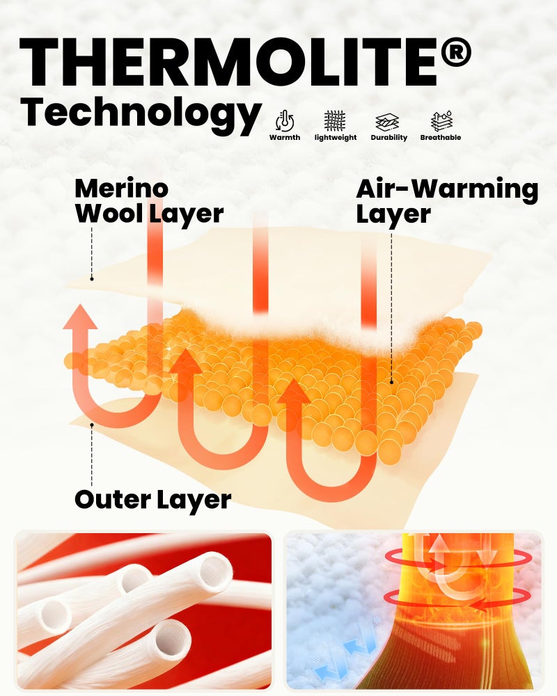 OutdoorMaster Thermolite Merino Wool Ski Socks, Compression Thermal Snowboarding Socks for Men & Women, Cold Weather - Image 2