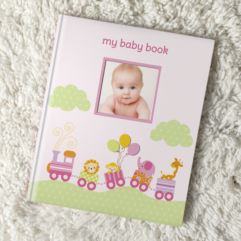 Lil Peach Lil' Peach Safari Train Baby Memory Book Photo Journal, Babyâ€™s First Year Babybook Keepsake, Gender-Neutral Gift, Pink - Image 2