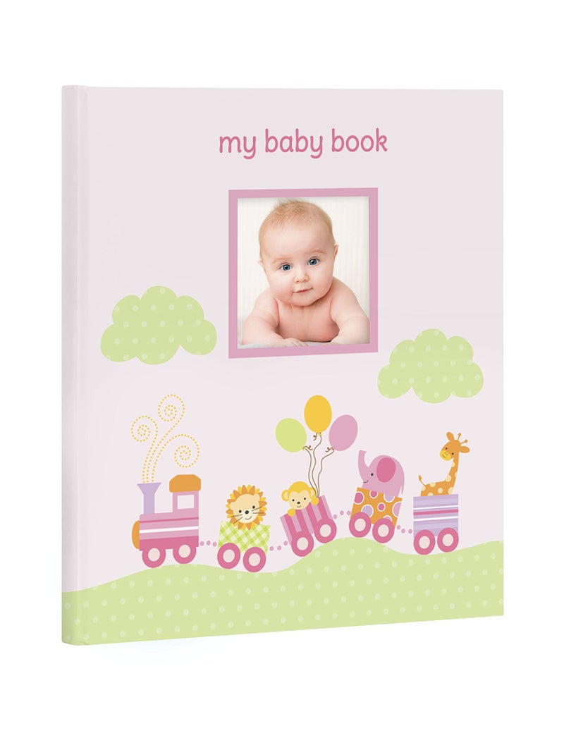 Lil Peach Lil' Peach Safari Train Baby Memory Book Photo Journal, Babyâ€™s First Year Babybook Keepsake, Gender-Neutral Gift, Pink - Image 1