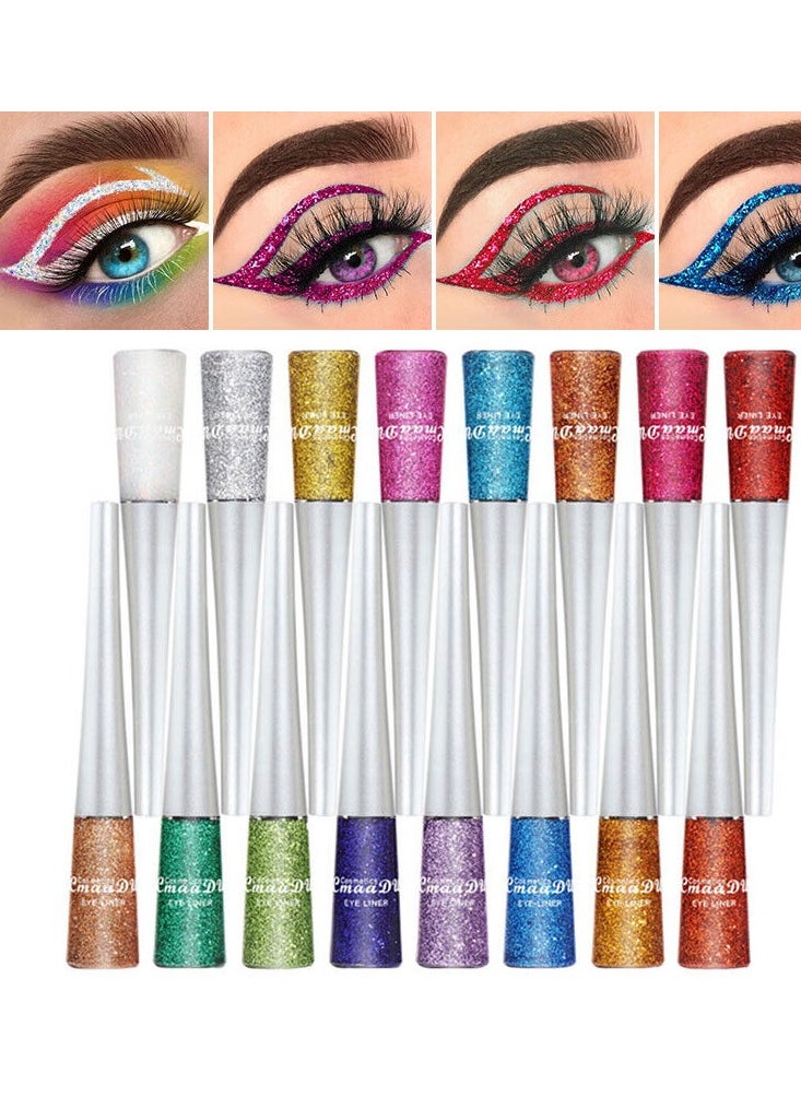 ZGTS - Glitter Colors Pen Set Metallic Shimmer Eyeshadow Eyebrow Liquid Long Lasting Waterproof Face Lips Art for Party Festival Makeup 16 Colors Set - Image 1