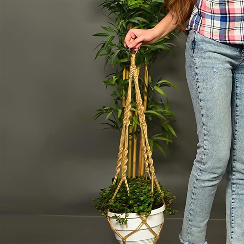 LINXIU Macrame Plant Hangers Jute Plant Hanger Indoor Hanging Plants Holders with 2 Hooks for Home Decor Wall Flower Pots Basket 2 Packs - Image 4