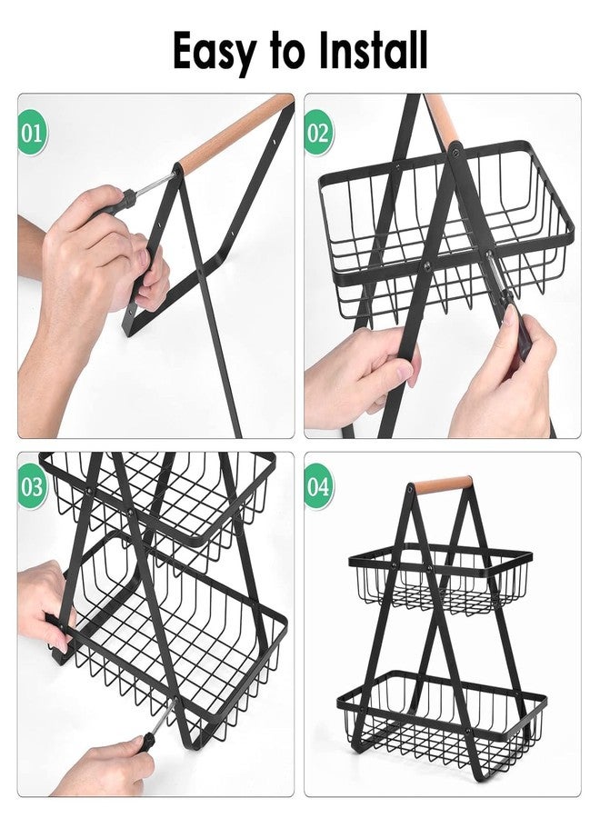 BSITFOW High Grade Metal 2-Tier Fruit & Vegetable Basket, Countertop Tiered Shelf for Dining Table,2 tier kitchen organizer rack for fruits and vegetables, fruit basket for kitchen counter (1 pcs) - Image 4