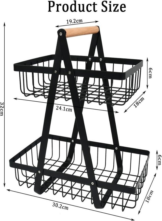 BSITFOW High Grade Metal 2-Tier Fruit & Vegetable Basket, Countertop Tiered Shelf for Dining Table,2 tier kitchen organizer rack for fruits and vegetables, fruit basket for kitchen counter (1 pcs) - Image 3