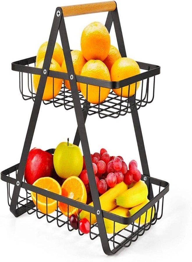 BSITFOW High Grade Metal 2-Tier Fruit & Vegetable Basket, Countertop Tiered Shelf for Dining Table,2 tier kitchen organizer rack for fruits and vegetables, fruit basket for kitchen counter (1 pcs) - Image 1