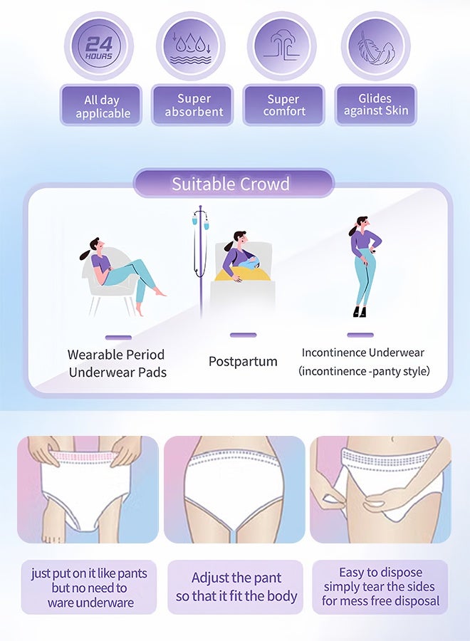 Berma Baby Disposable Period Panties for Women Leak Proof Ultra-Thin Breathable Daytime Menstrual Panties 360° Protection Extra Soft Period Panty For Heavy Flow Keep Dry And Fresh XL - Image 3