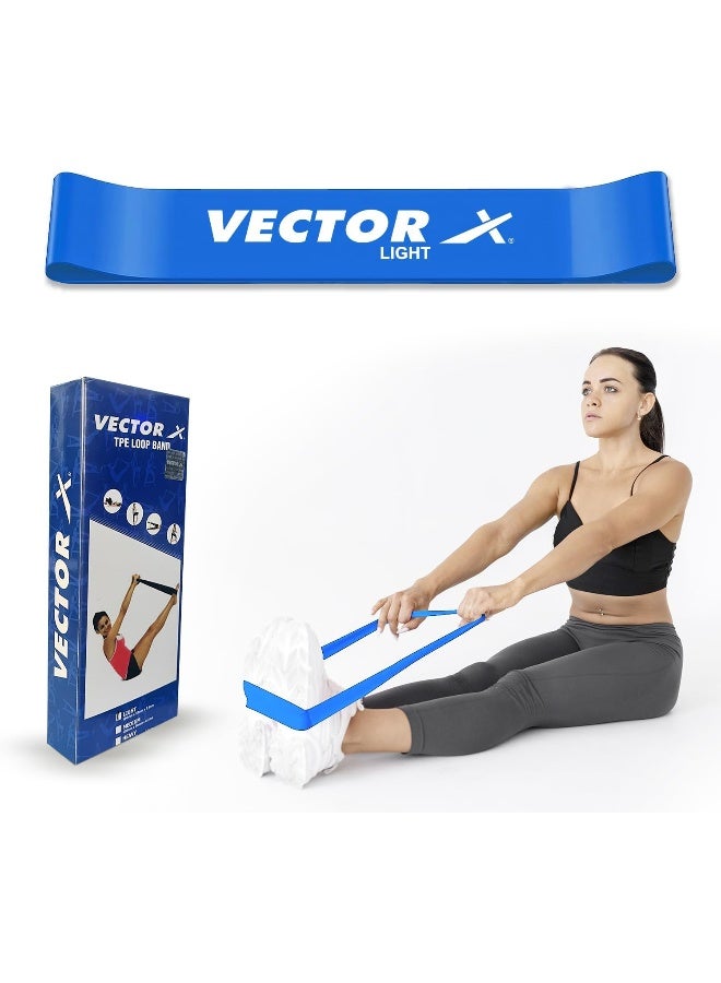 Vector X TPE Resistance Loop Band Blue – Exercise Bands For Squats, Hip, Legs Home Fitness Stretching Band | Size - Light - Image 1