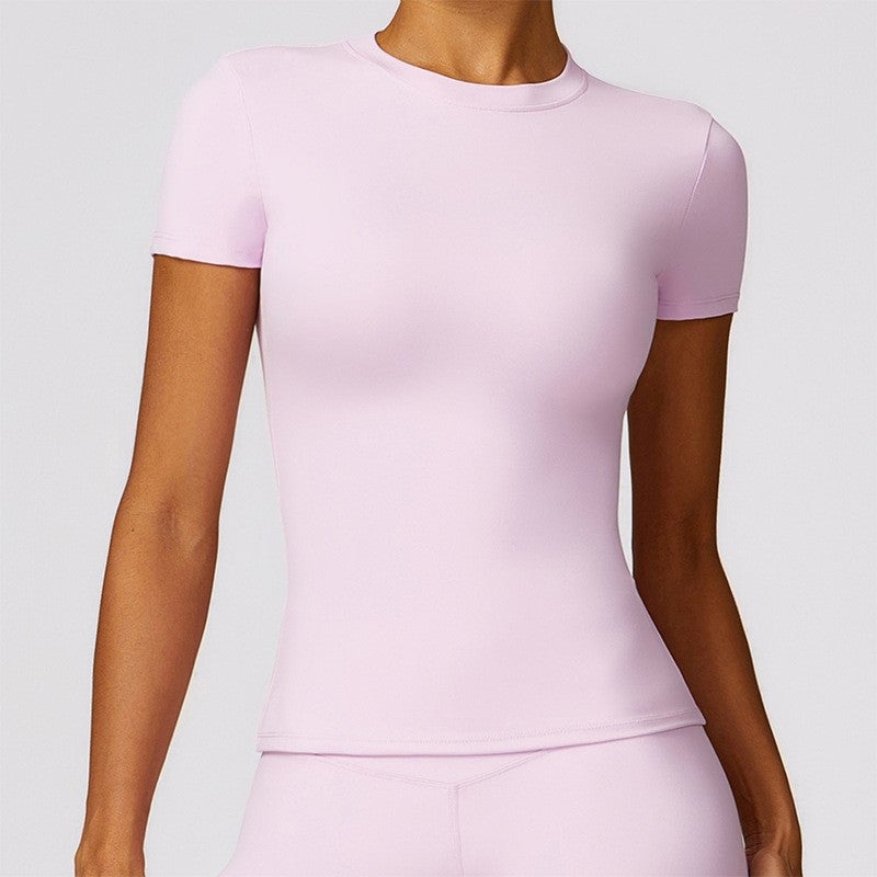 Women's Quick-Dry Cropped Yoga T-Shirt Short Sleeve Slim Fit Workout Top - Image 5
